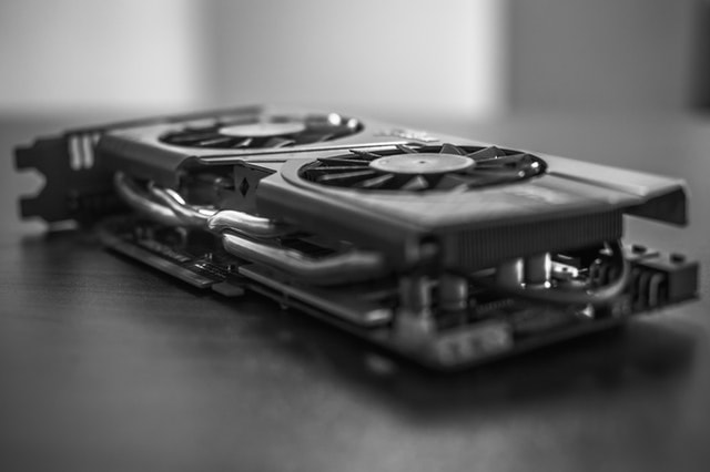 black and white picture of a graphics card