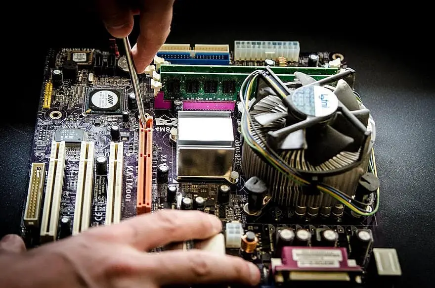 close up of a motherboard