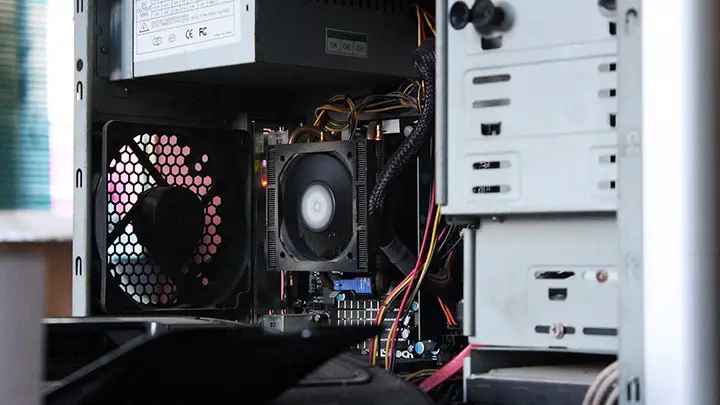 close up of an open PC