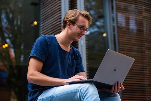 Freelancer working with the laptop