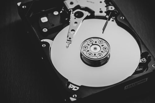 Black and White Image Of A Hard Disk