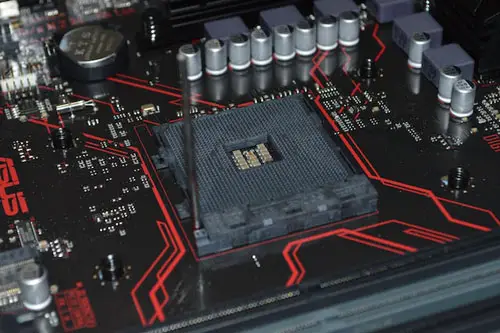 Motherboard with empty AMD socket