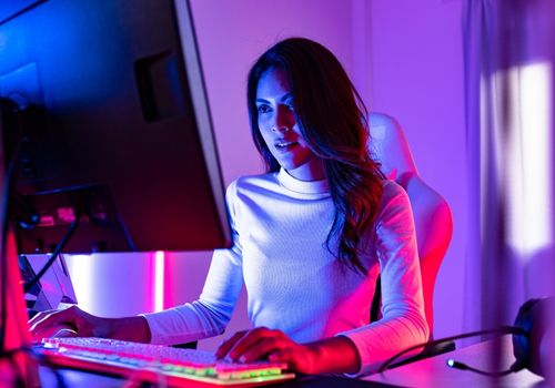 Young Lady Playing Online Games