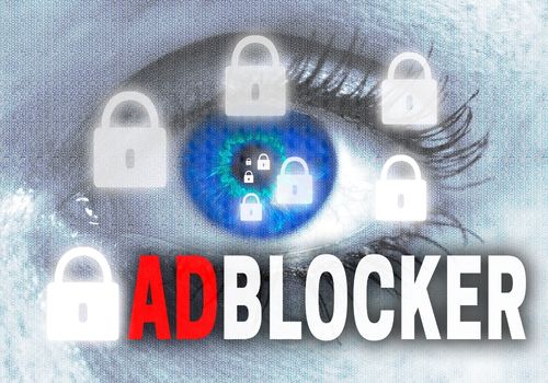 adblocker eye looks at viewer concept