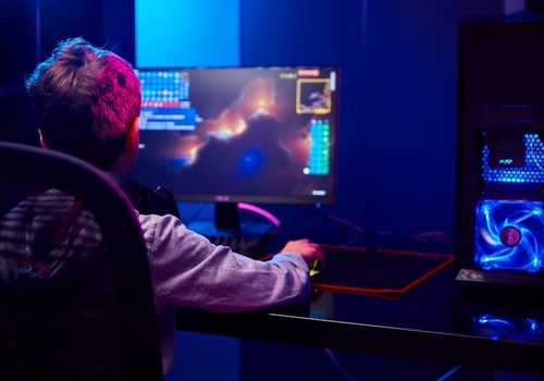 Boy playing computer games