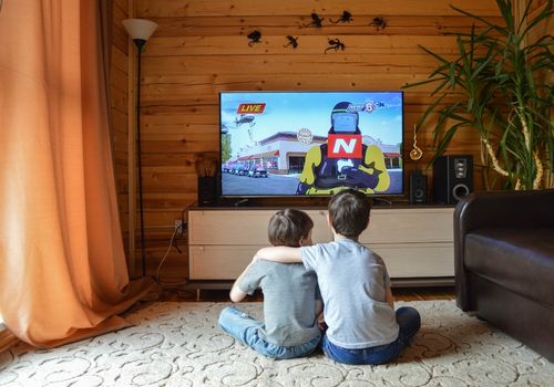 Little Boys Entertaining with TV