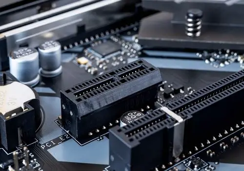 PCI-E Expansion Slot on a Modern Black Motherboard