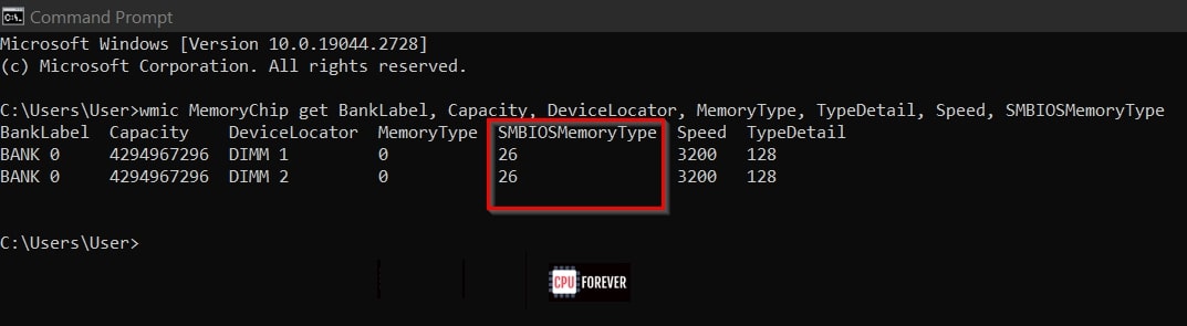 CMD Prompt Commands to Find the RAM Type