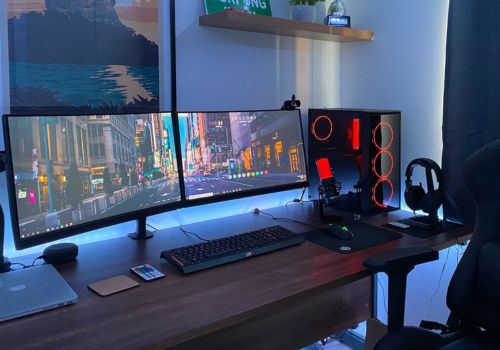 Gaming Room Setup with Two Monitors