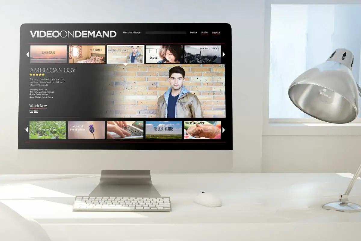 Desktop Computer Showing Video on Demand