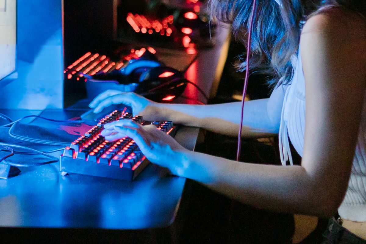 Woman Playing Live Game Using Gaming Gears