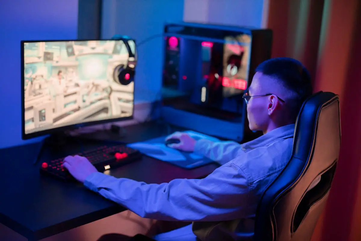 Young Man Playing a Computer Game