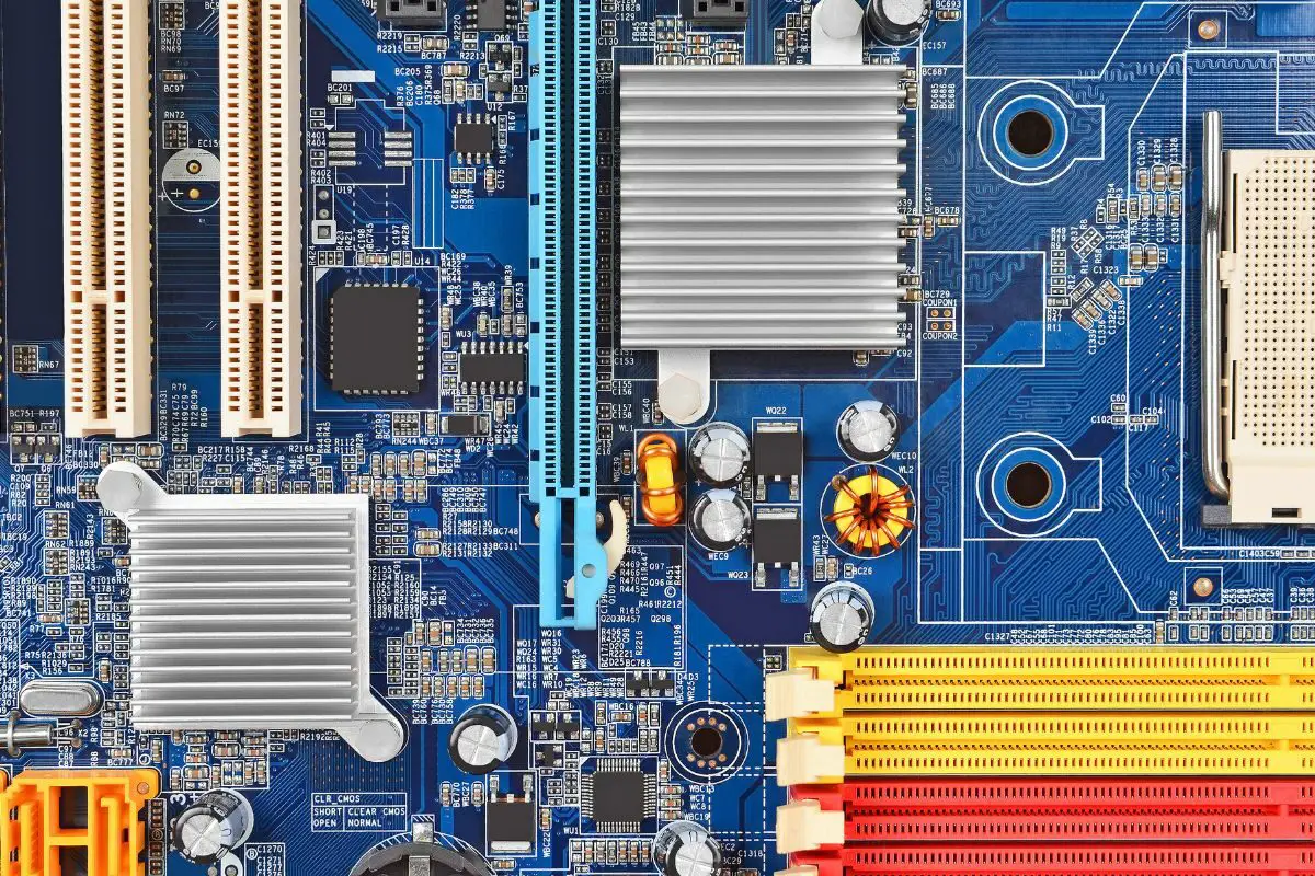 Close View of Computer Motherboard