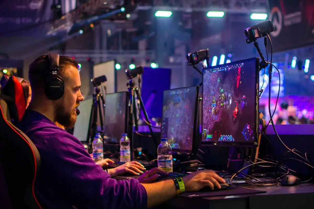 Man Playing Live PC Game at Gaming Hub