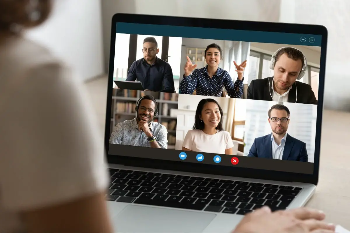 Employees Attending Virtual Meeting Online