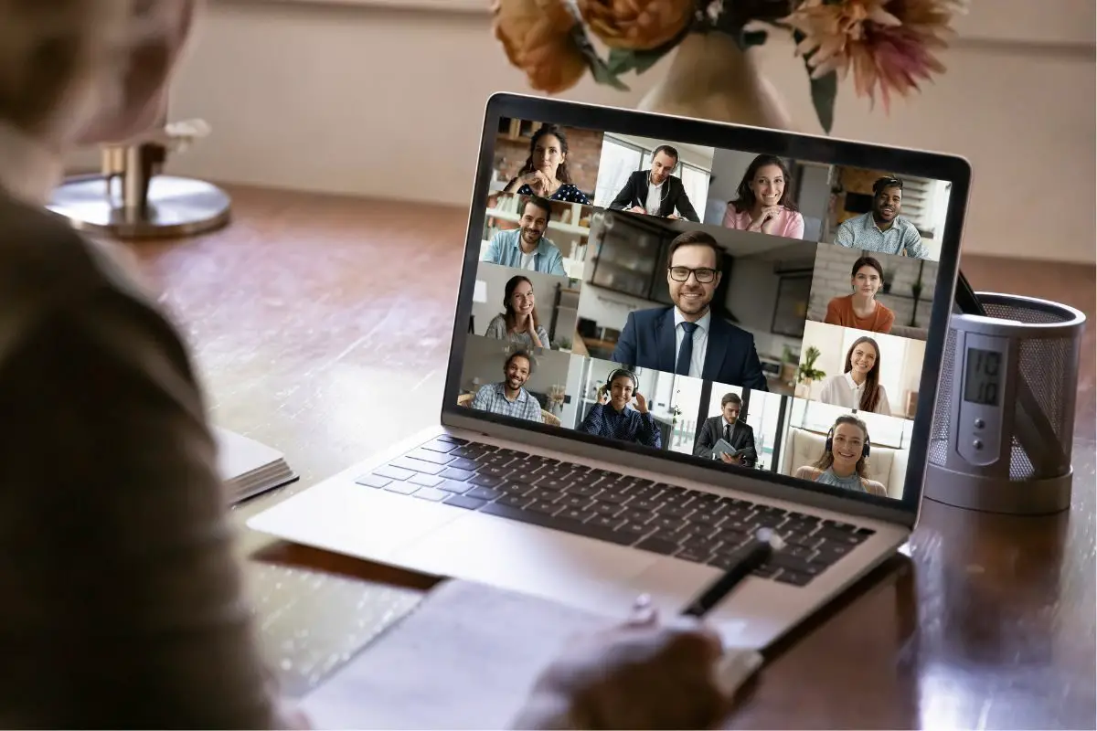 Female Attending Team Meeting Online