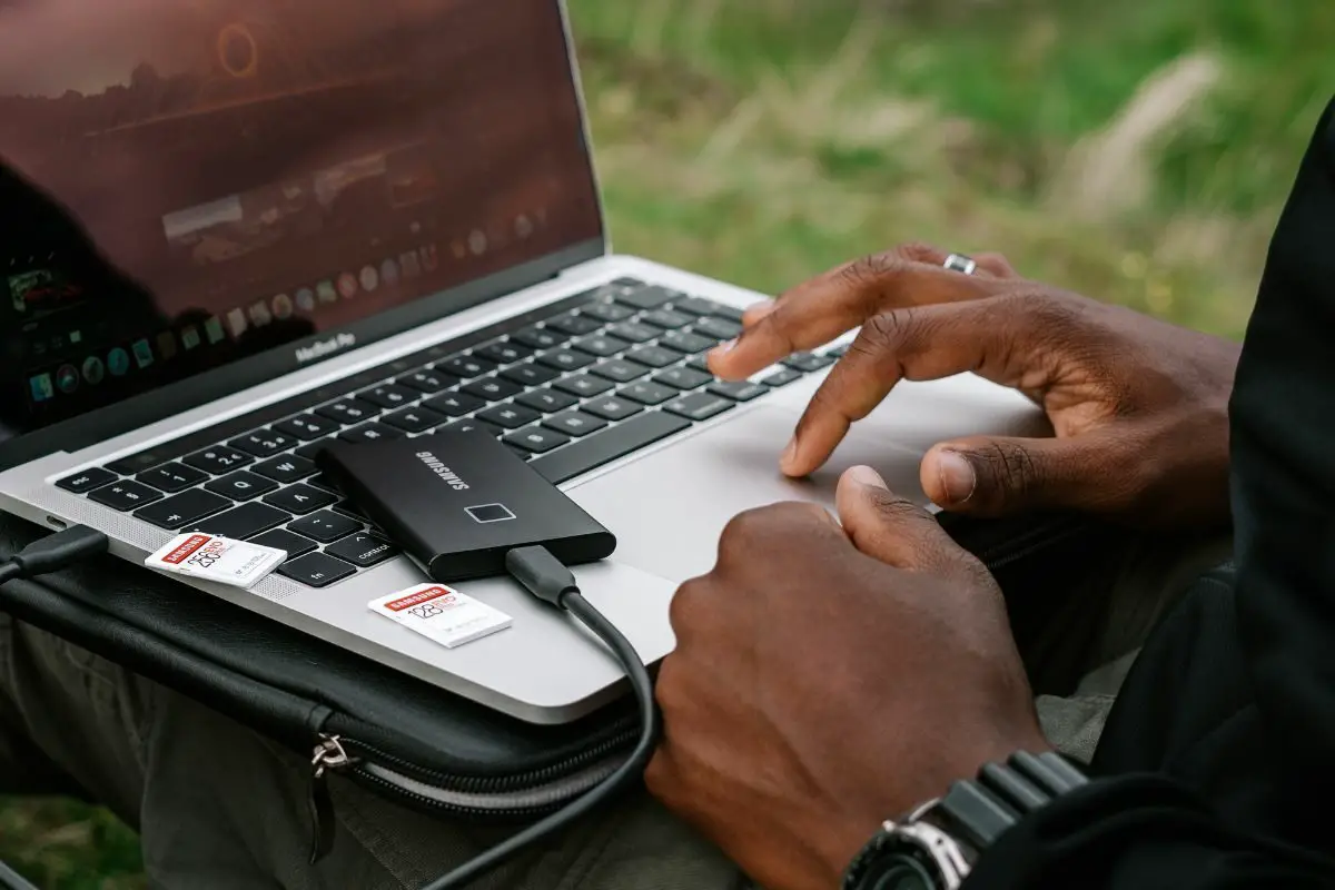 External SSD Connected to the Laptop